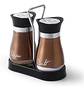 Salt and Pepper Shakers Set, Stainless Steel with Glass Bottle for Table, RV, Camp, BBQ, Set of 2...