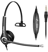 Cell Phone Headset with Microphone Noise Cancelling for iPhone Samsung Laptop PC, 3.5mm Computer ...