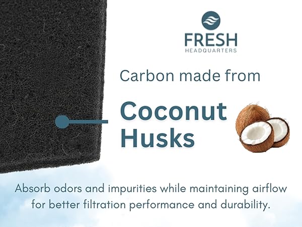 carbon made coconut husks absorb odors impurities maintaining airflow filtration durability