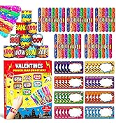 35 Pack Valentines Day Slap Bracelets with 35 Valentines Superhero Cards Slap Wristband for Valen...