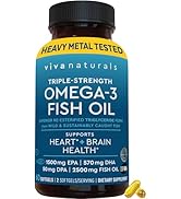 Viva Naturals Triple Strength Omega 3 Fish Oil Supplement - 2500 mg Fish Oil with Re-Esterified O...