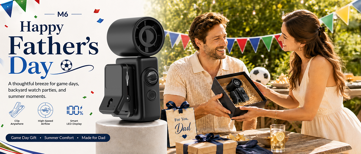 Hotsales black clip-on portable fan for dad, game days, and summer cooling