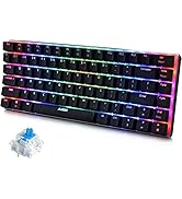 LexonElec RGB LED Backlit Wired Mechanical Gaming Keyboard,AK33 82 Keys Compact Metal Panel Compu...