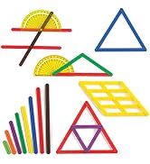 LEARNING ADVANTAGE GeoStix Basic Set - 80 Construction Sticks - 24 Activity Cards - 2 Protractors...
