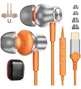 USB C Headphones with Microphone for iPhone 17 Pro Max 16e 15 Plus, USB Type-C in-Ear Earbuds Noi...