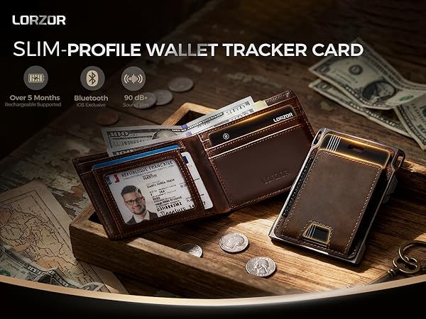  Wallet Tracker Card (iOS Only) Apple MFi Certified Slim Tracking Card, Rechargeable
