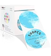 PARLAIM 3" Thermal Labels,Blue Watercolor Dot Labels for Thermal Label Printer,Circle Thermal Sti...