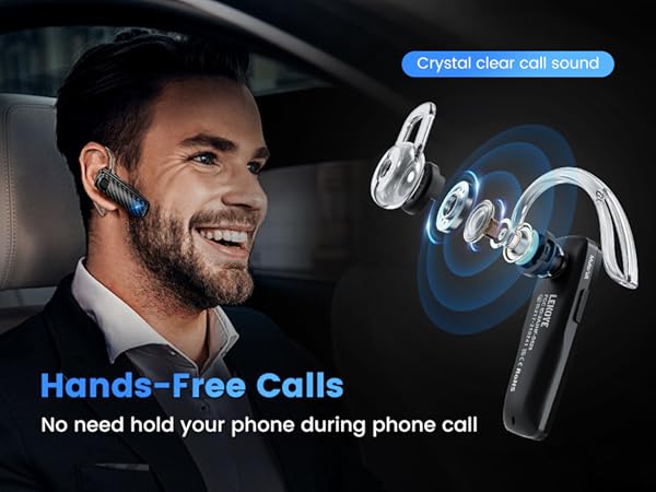 LEKOYE Bluetooth Headset, CVC8.0 Handsfree Bluetooth Earpiece