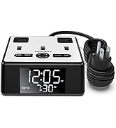 Digital Alarm Clock with 3 USB Charger, SUPERDANNY Desk Charging Station 2 AC Outlets, 6.5ft Cord...