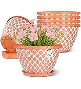 Nooulap 6 Pack 8 Inch Plant Pot, Flower Pots for Indoor Outdoor, Durable Decorative Planters for ...