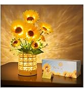 YWYWLED Sunflower LED Lamp,USB Rechargeable Touch Night Light, 3 Color Stepless Dimmable,Small Ba...