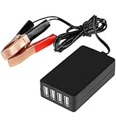 DC Converter with Battery Clip 12V 24V to 5V 8A USB Power Adapter Buck Regulator Charger, 4 Ports...