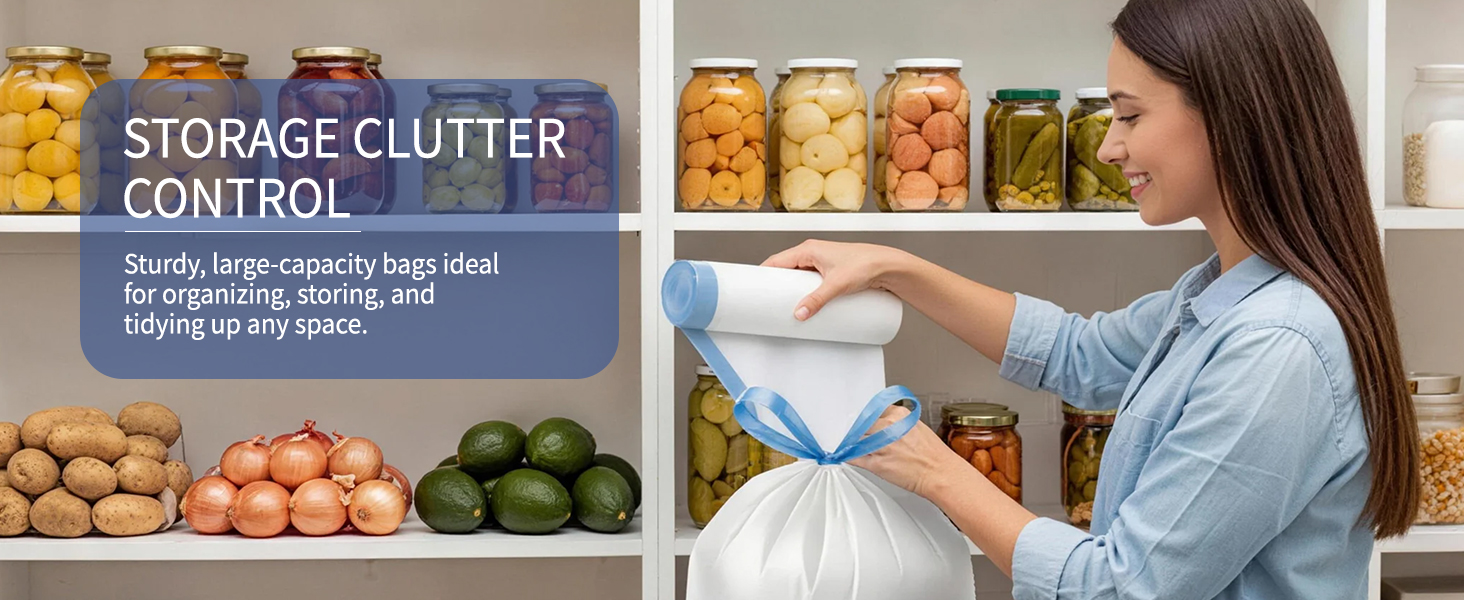 Small Trash Bags 4 Gallon with Drawstring White Plastic Garbage Bags