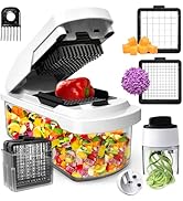 Vegetable Chopper: 2 in 1 Food Chopper - Onion Chopper Vegetable Slicer Cutter Dicer, Veggie Chop...