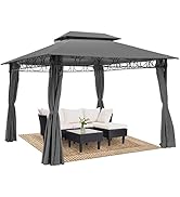 Outdoor Canopy UV Protection Gazebo Canopy Tent with 4 Sidewall for Patio Outdoor (10'x13', Grey)