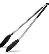 600? Heat Resistant Kitchen Tongs for Cooking with Silicone Tips,Maywe Tanso 17-Inch Stainless St...