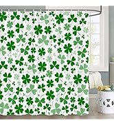 JAWO St Patricks Shower Curtain, Saint Patricks Shower Curtain Green Shamrock Clover Shower Curta...