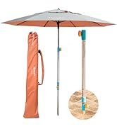 Handy Beach Umbrella &amp; Anchor System, Large 7ft Silver Coated UPF 55 Canopy, 10 Second Installati...