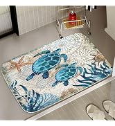 Final Friday Sea Turtles Nautical Blue Ocean Beach Animals Bath Rugs Non Slip Shower Mat Bathroom...