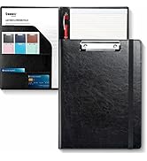 Sooez Premium PU Leather Padfolio Clipboard with Notepad, Letter Size, Black