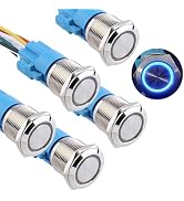 DMWD 5pcs 19mm Metal Waterproof Anti-Vandal Push Button Switch Self-Reset Silver Shell 3/4