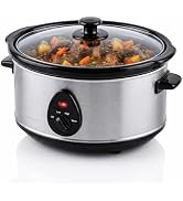 OVENTE 3.7 Qt Electric Slow Cooker, 3 Heat Settings, Silver SLO35ABR | 200W Non-Stick &amp; Dishwashe...