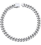 ChainsHouse Stainless Steel Cuban Link Bracelet for Men, 5mm/7mm/9mm/12mm Width, 7.5"/8.3"/9" Len...