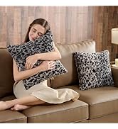 HKMR Throw Pillow Covers Set of 2,Plush Shaggy Soft Pillow Covers, Fuzzy Decorative Leopard Print...