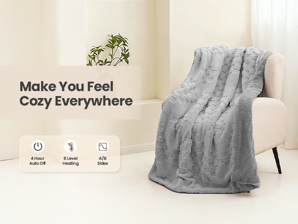 heated electric blanket throw heating fluffy twin queen full size warm sherpa flannel flecee 50x60