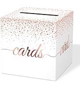 WNINK Rose Gold Cards Box, Cards Receiving Box For Birthday, Wedding, Bridal or Baby Shower, Grad...