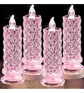 SupBri Rose Shadow LED Flameless Candles, 4PCS Romantic Battery Operated Candles Led Pillar Candl...