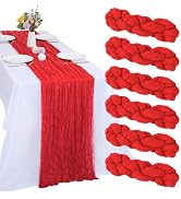 RestfulGlow 6 Pack Red Cheesecloth Table Runner Valentine’s Day 10FT Cheese Cloth Boho Gauze Fabr...