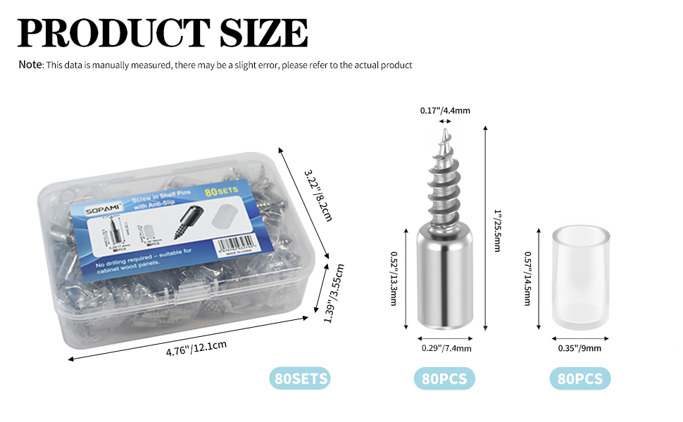 SOPAMI Screw in shelf Pins with Anti-Slip:Your Perfect Shelf Support Solution.