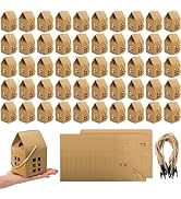 ZAVOOS 50 Pack House Shaped Gift Boxes, Kraft Paper Treat Box with Ropes for Party Favor, Small D...