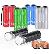 yikosam 10 Pack of Flashlights 9 LED Mini Aluminum Flashlight Bulk with Lanyard 30 AAA Batteries ...