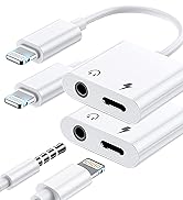 Lightning to 3.5mm Headphone Jack Adapter, 2 in 1 Headphone Adapter [Apple MFi Certified] Aux Aud...