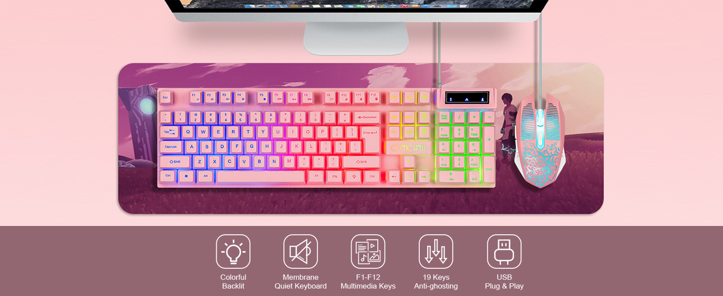 pink keyboard wired