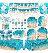 Beach Birthday Party Decorations, 183Pcs Ocean Waves Birthday Party Decorations Summer Pool Hawai...