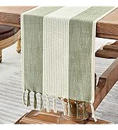 Wracra Linen Table Runner, Farmhouse Macrame Table Runners 72 Inches Long for Dining Table Decor,...
