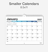 Dunwell 8.5x11 Small Wall Academic Calendar 2026-2027 (Blue Shades), July 2026 to December 2027