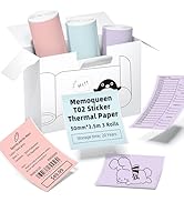 Memoqueen T02 Pink/Cyan/Lavender Purple Sticker Thermal Paper, Color Inkless Printer Paper, Compa...