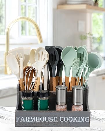 Kitchen Utensil Holder, Utensil Holder For Kitchen Counter,Extra Large Cooking Spatula Organizer