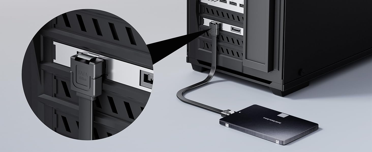 SATA III (6 Gbit/s) Straight Data Cable with Locking Latch for HDD/SSD/CD and DVD Drives