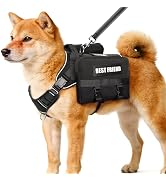 MOOGROU Dog Backpack Harness and Leash Set for Medium Sized Dog,Removable Side Pockets Dog Vest w...