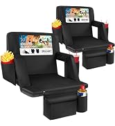 Overmont Portable Stadium Seat – 6-Position Recline, Adjustable Armrests, Thick 2.8" Cushion, Dua...