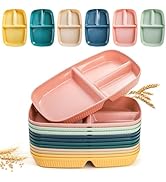 ZAVOOS 12 Pack Divided Plates, 10.5 Inch Reusable Wheat Straw Dinner Plates with 3 Compartments, ...
