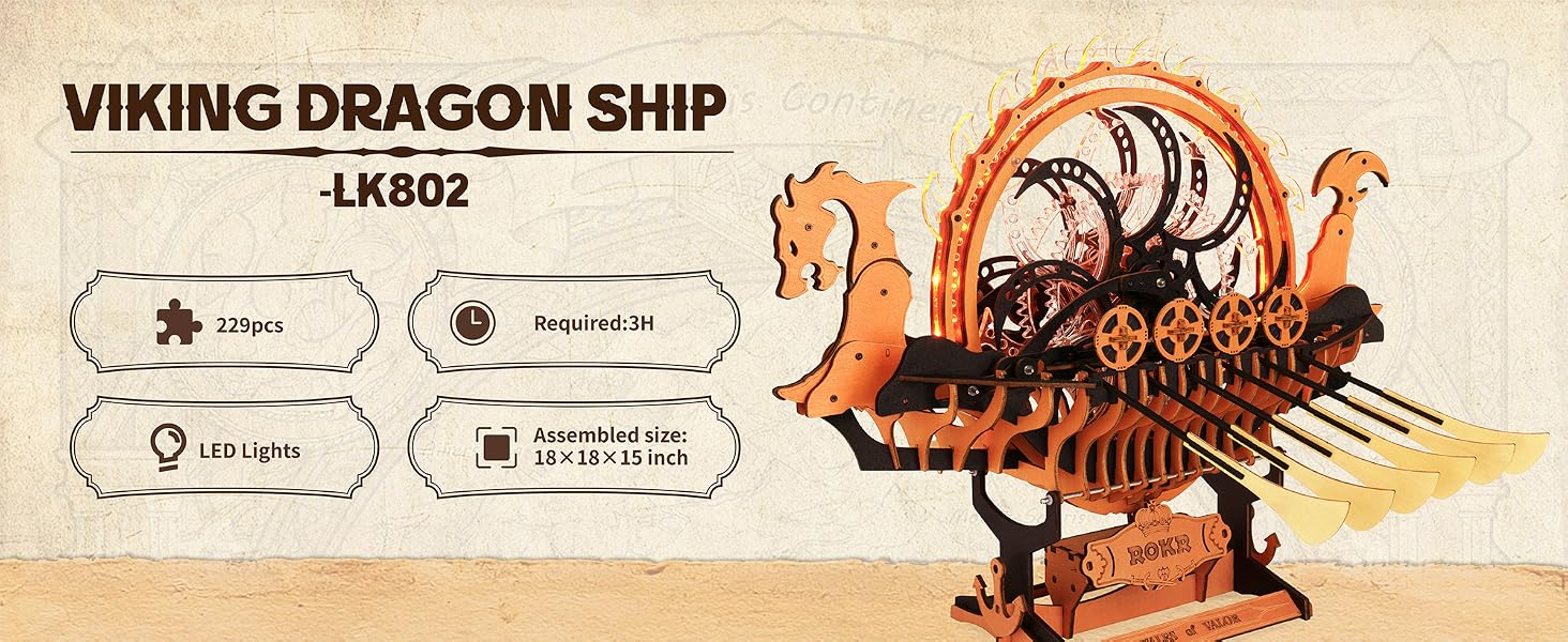 okr 3d wooden town wood 3d puzzles for adults model viking dragon ships stem craft kits for adults