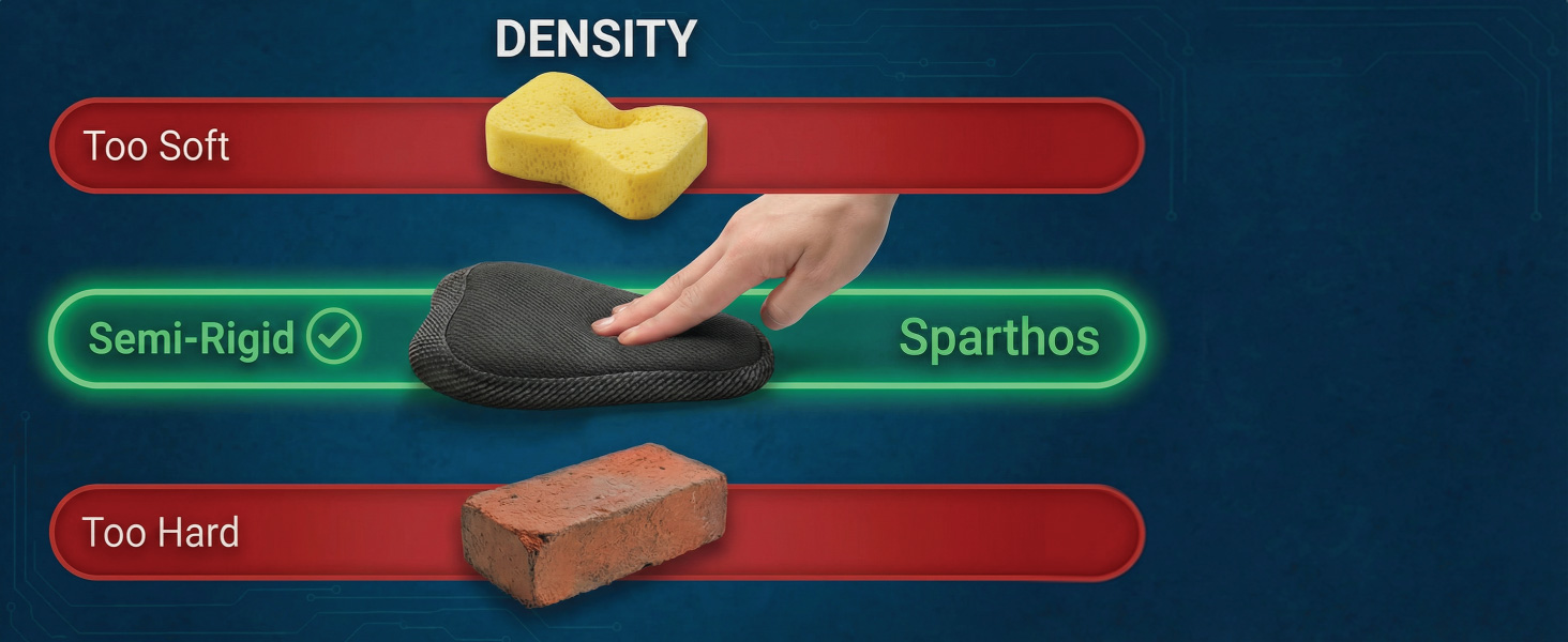 Sparthos back brace semi-rigid lumbar pad density comparison versus too soft or hard alternatives