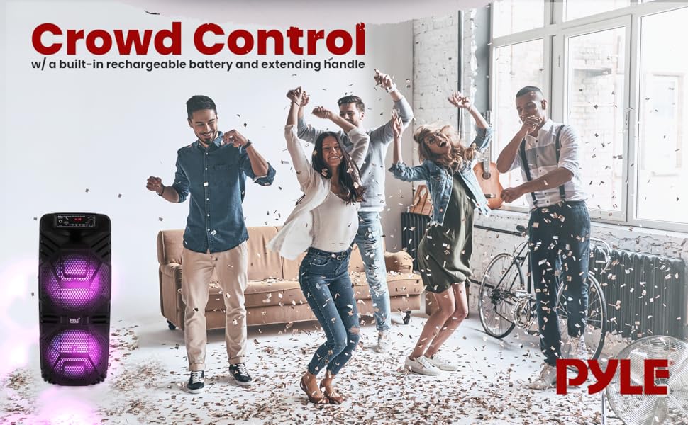 Pyle Bluetooth PA Speaker System - 600W Rechargeable Outdoor Bluetooth