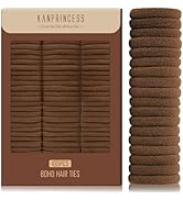 Kanprincess Nylon Brown Hair Ties - No Damage,Strong Soft Cotton Hair Bands Accessories for Thick...